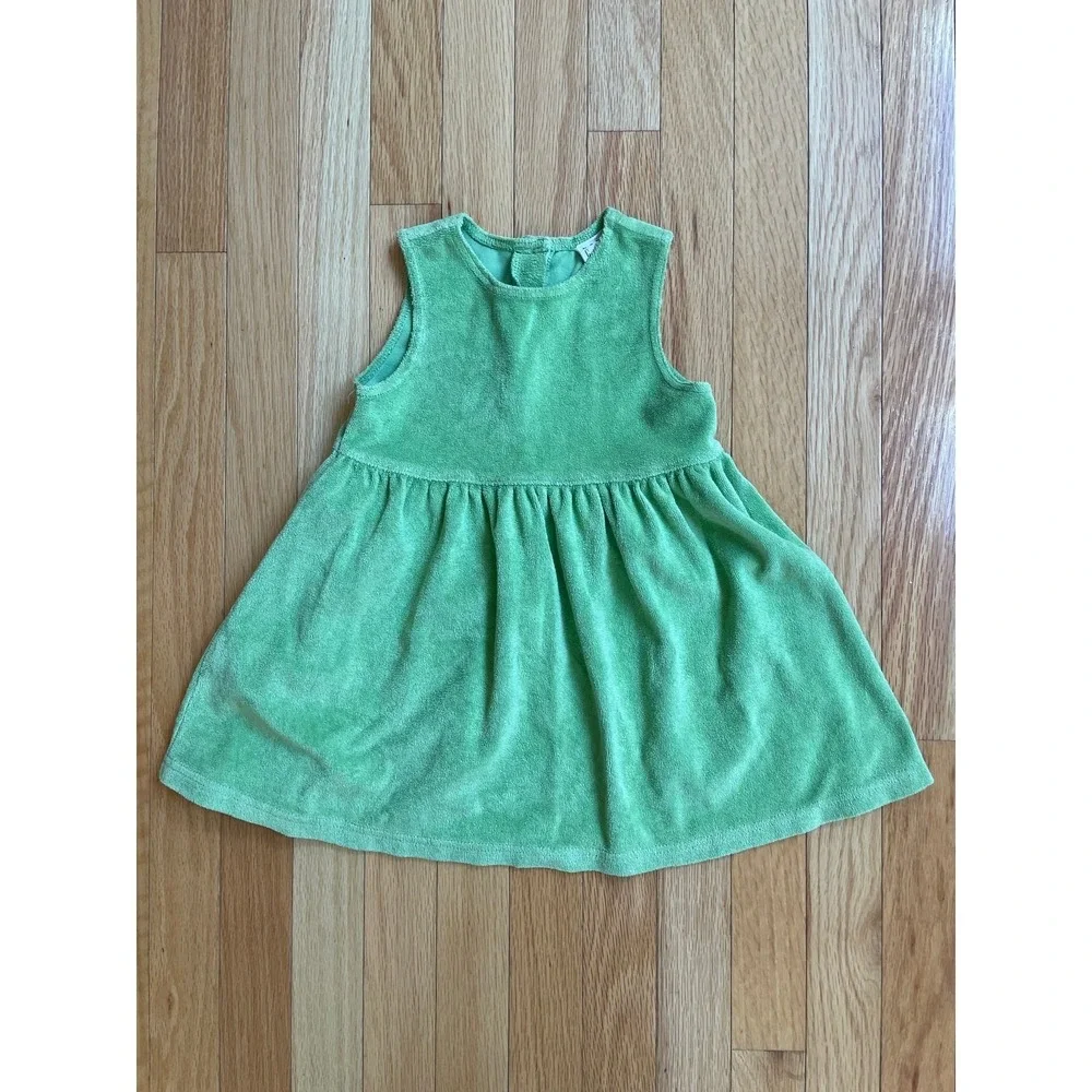 Vintage Gap Girls Green Terrycloth Dress with Back Buttons. 24 months